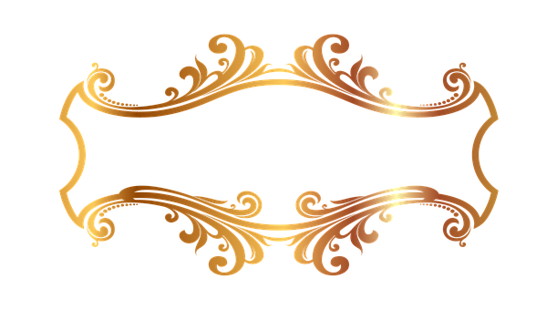 Elegant Golden Scroll Frame PNG Image