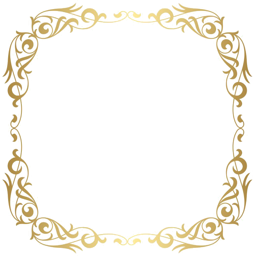 Elegant Golden Scrollwork Frame PNG Image