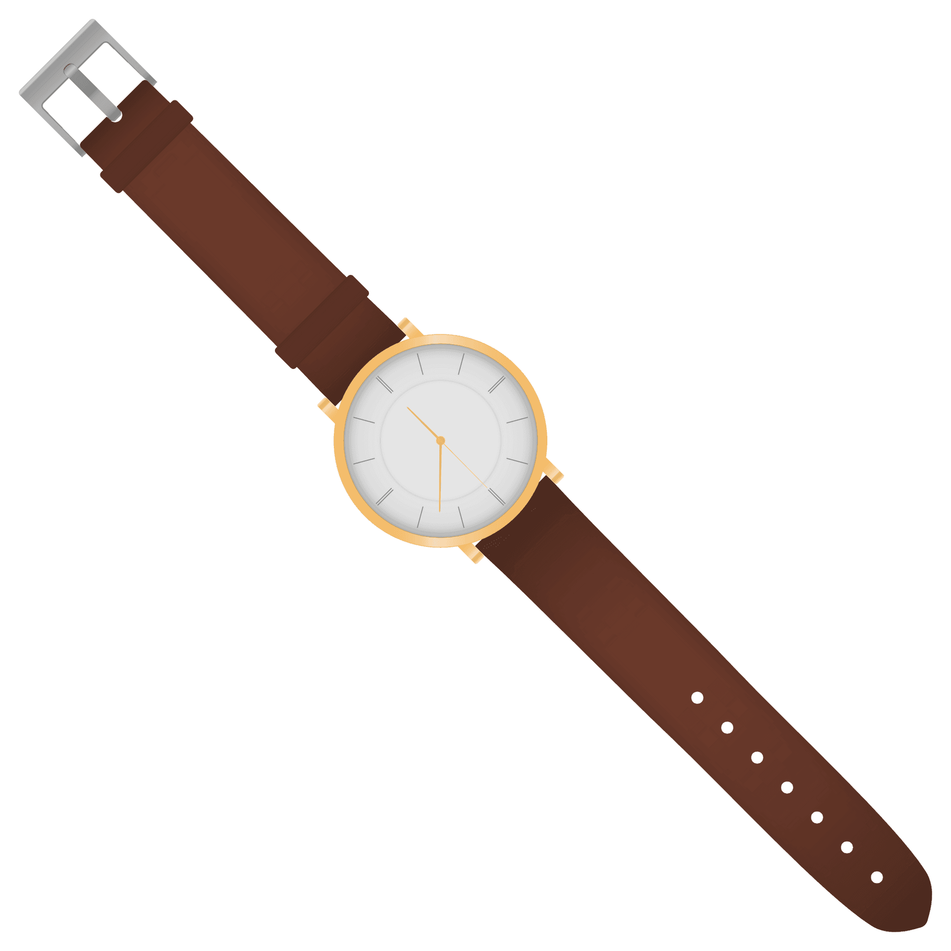 Elegant Golden Trim Watch PNG Image