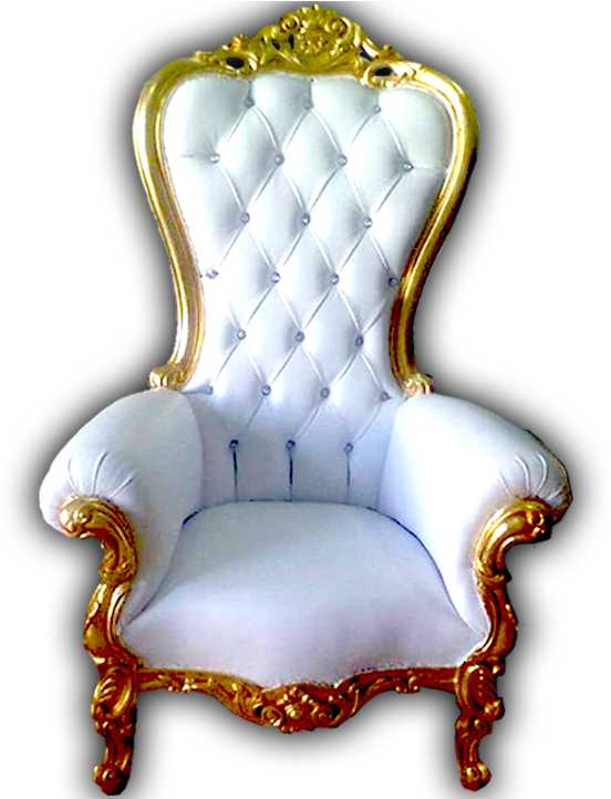 Elegant Golden White Throne Chair PNG Image