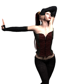 Elegant Gothic Gesture Woman PNG Image