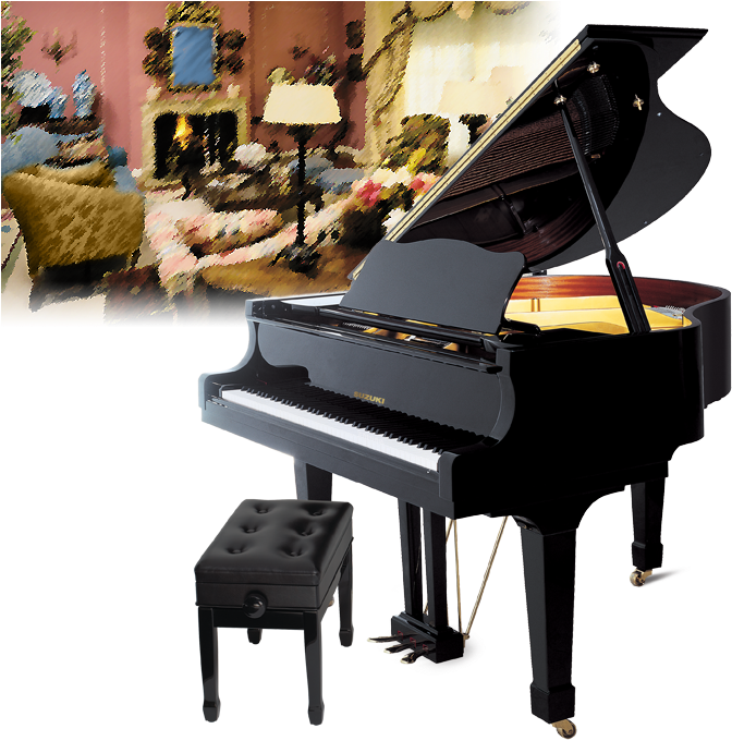 Elegant Grand Piano Setup PNG Image