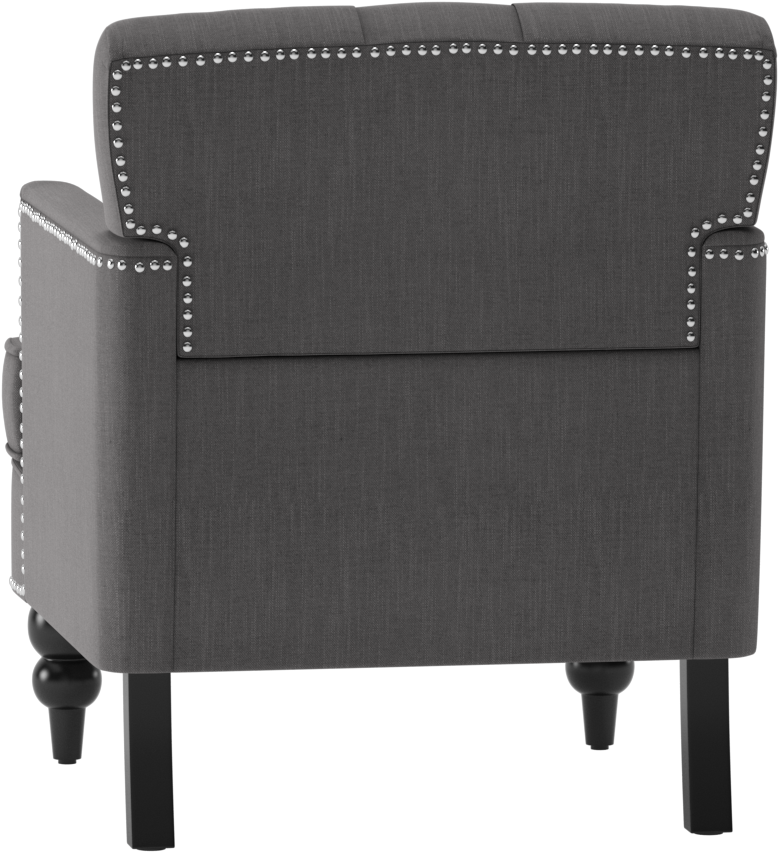 Elegant Gray Club Chairwith Nailhead Trim PNG Image