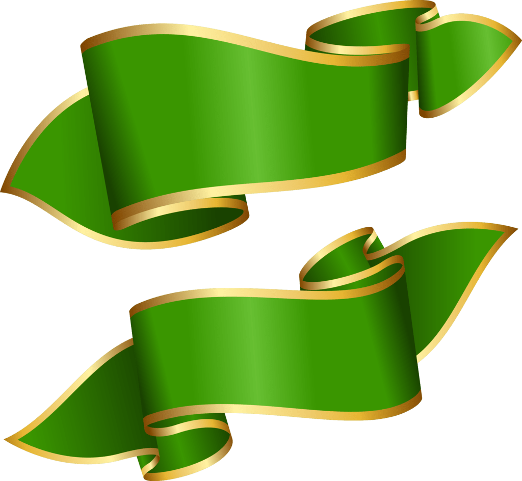 Elegant Green Ribbon Banner PNG Image