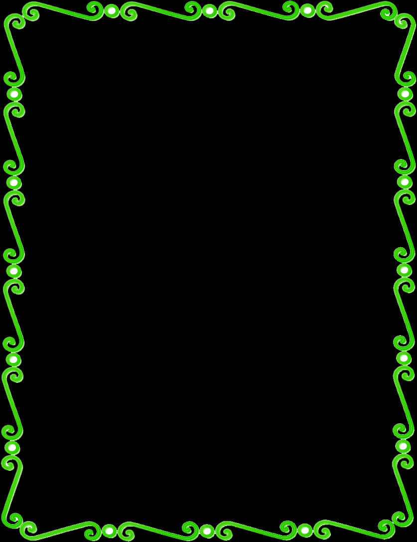 Elegant Green Scroll Frame PNG Image