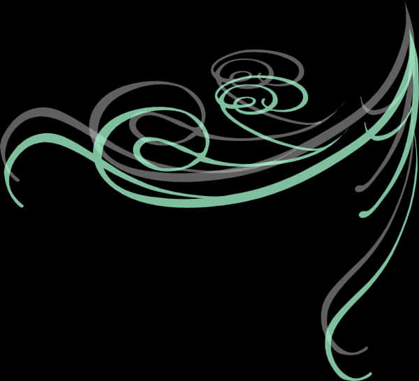 Elegant Green Swirlson Black PNG Image