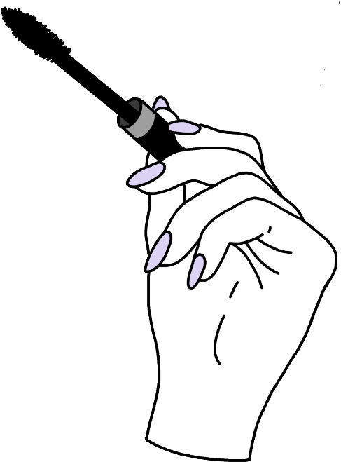 Elegant Hand Holding Mascara Illustration PNG Image