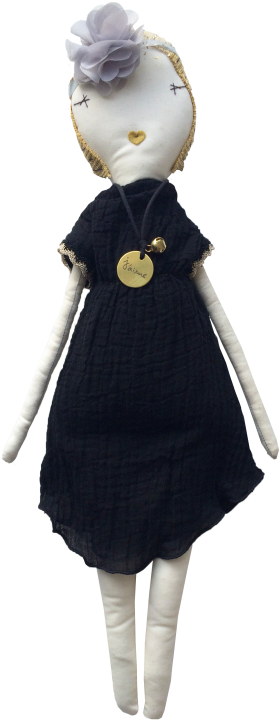 Elegant Handmade Fabric Doll PNG Image