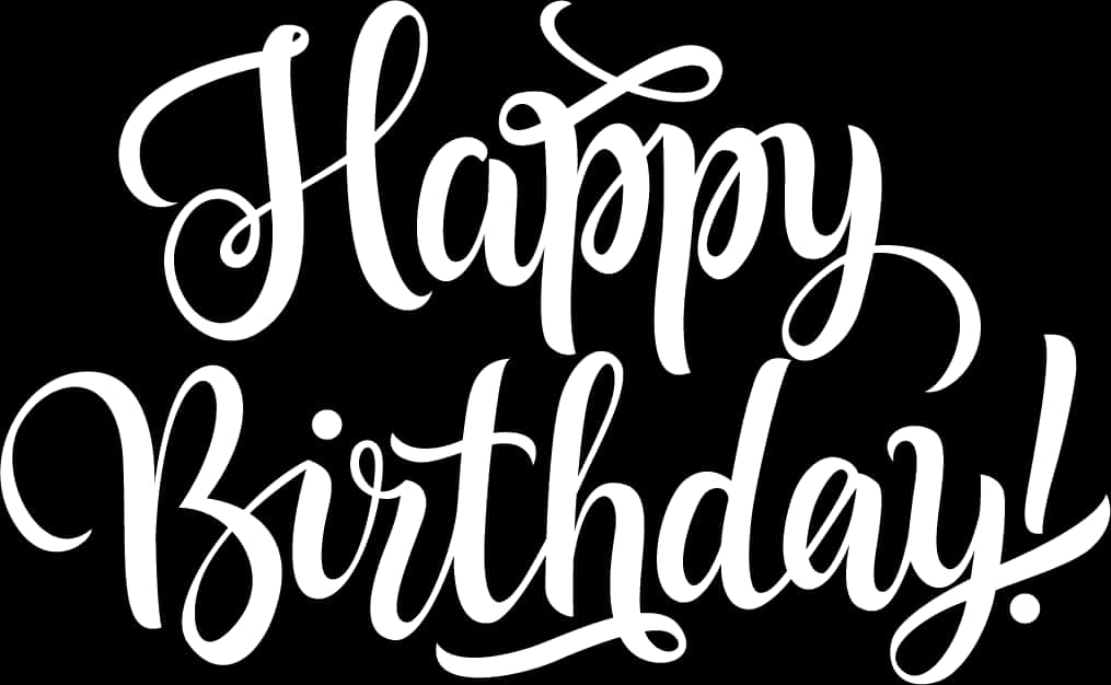 Elegant Happy Birthday Calligraphy PNG Image