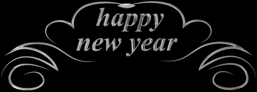 Elegant Happy New Year Calligraphy PNG Image