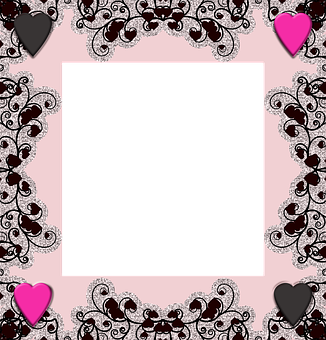 Elegant Heart Frame Pink Background PNG Image