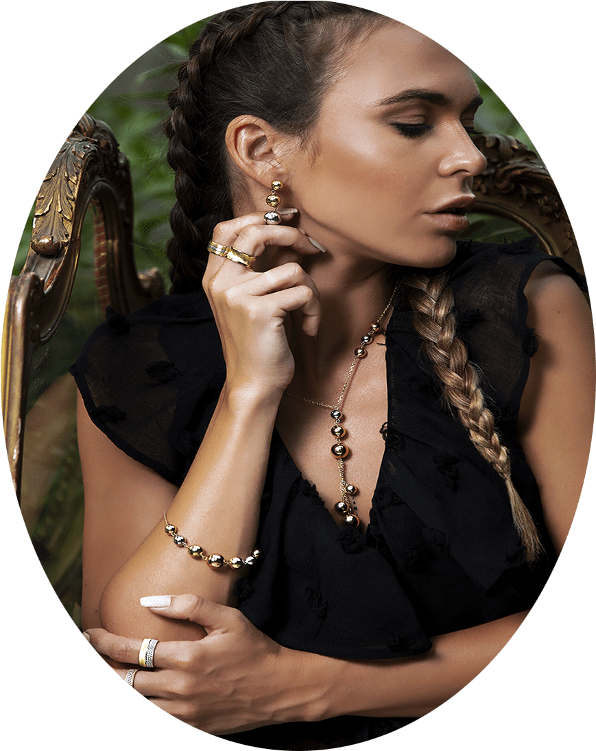 Elegant Jewelry Model Pose PNG Image