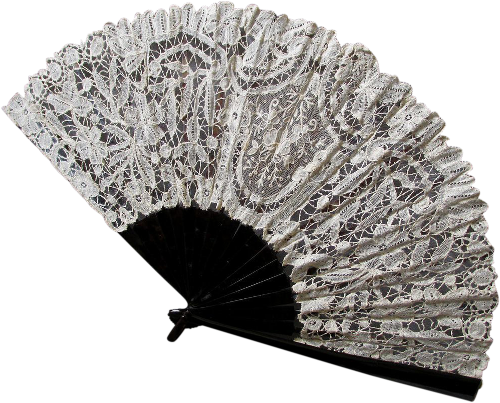 Elegant Lace Hand Fan PNG Image