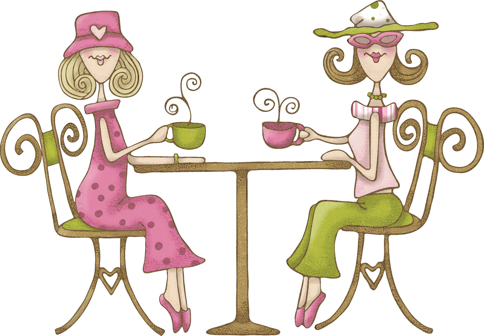 Elegant Ladies Tea Time Illustration PNG Image