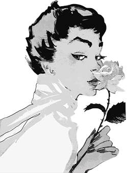 Elegant Ladywith Rose PNG Image