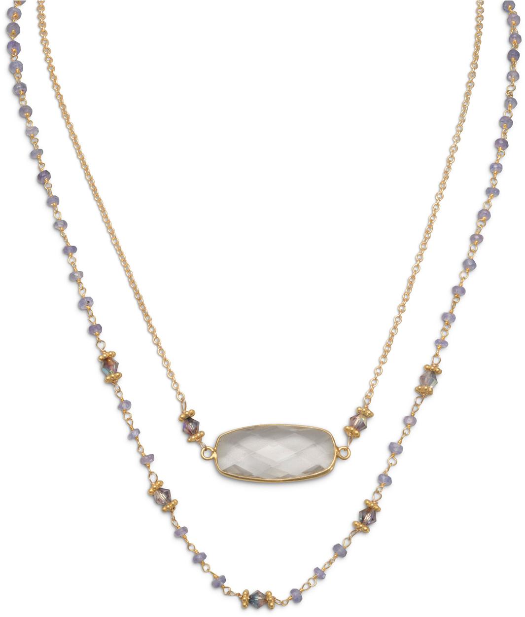 Elegant Layered Gemstone Necklace PNG Image