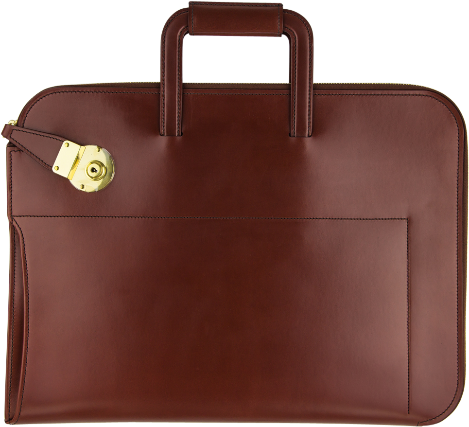 Elegant Leather Briefcase PNG Image