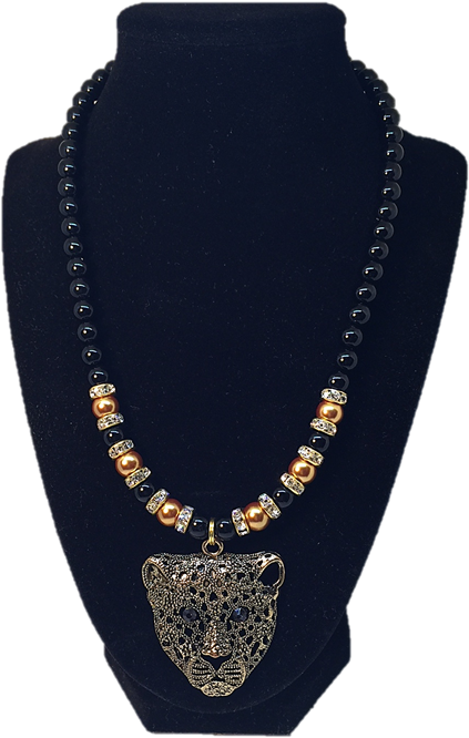 Elegant Leopard Pendant Necklace PNG Image