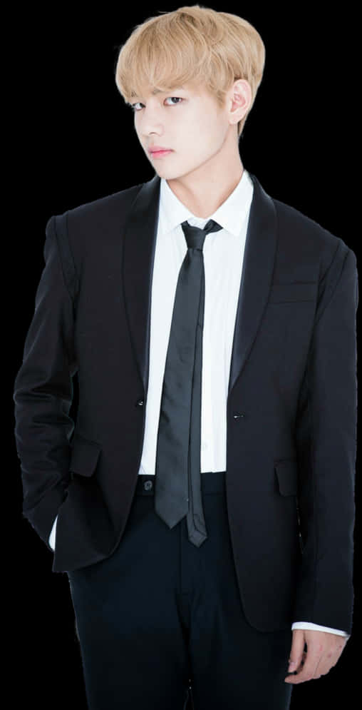 Elegant Manin Black Suit PNG Image