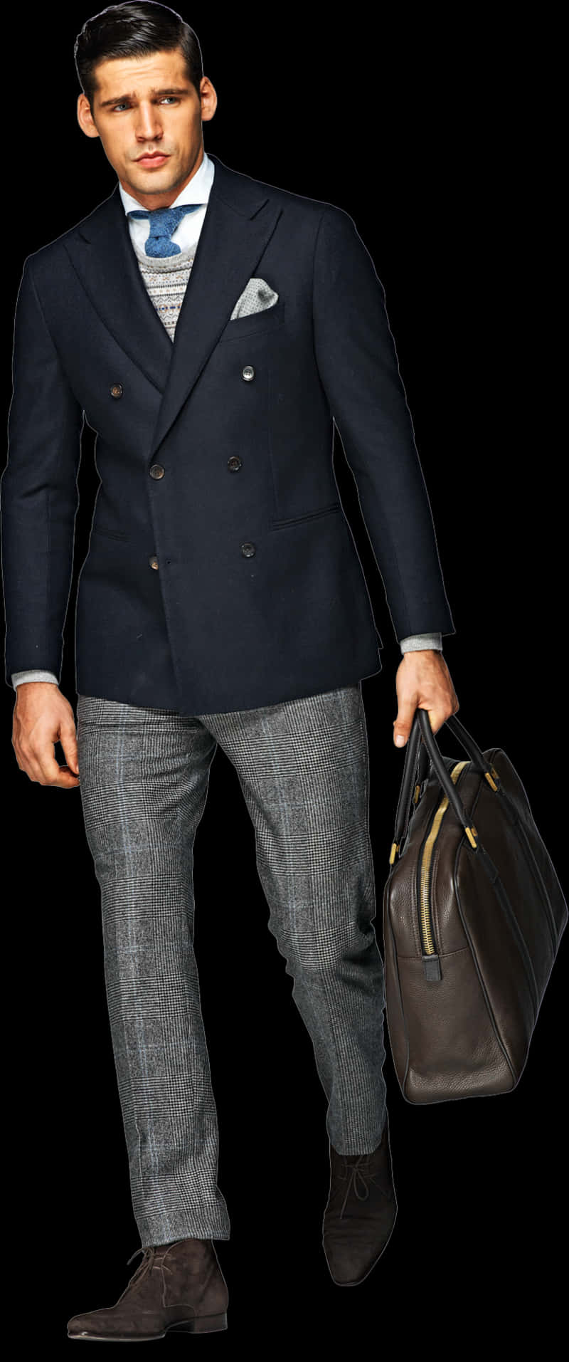 Elegant Manin Double Breasted Suit PNG Image