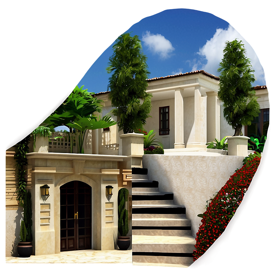 Elegant Mansion Courtyard Png 81 PNG Image