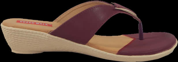 Elegant Maroon Wedge Sandal PNG Image