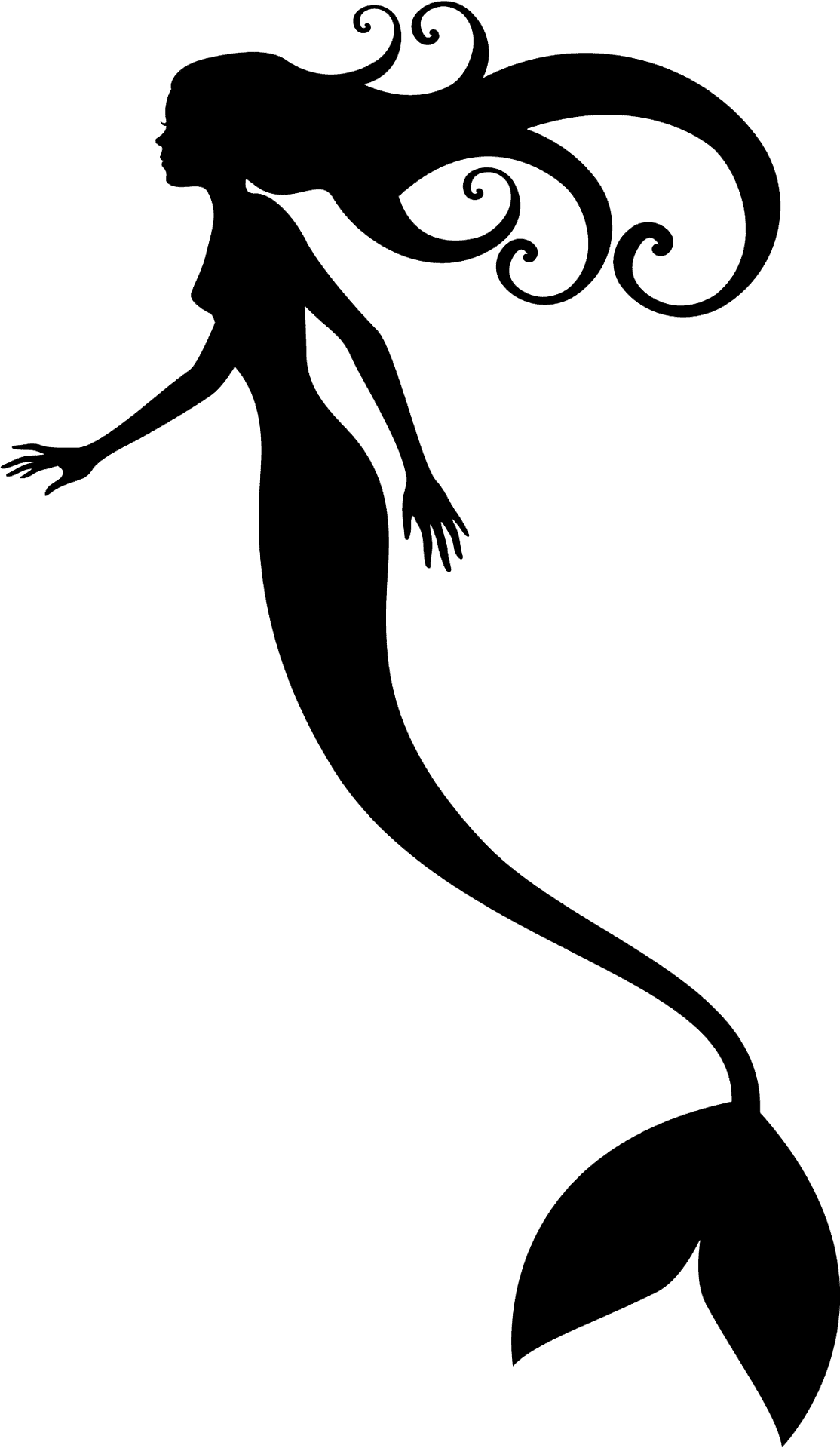 Elegant Mermaid Silhouette Clipart PNG Image