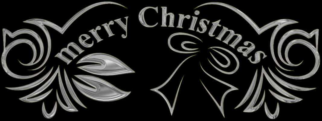 Elegant Merry Christmas Text Design PNG Image