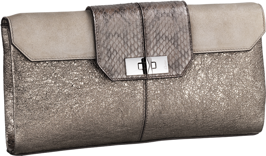 Elegant Metallic Clutch Purse PNG Image