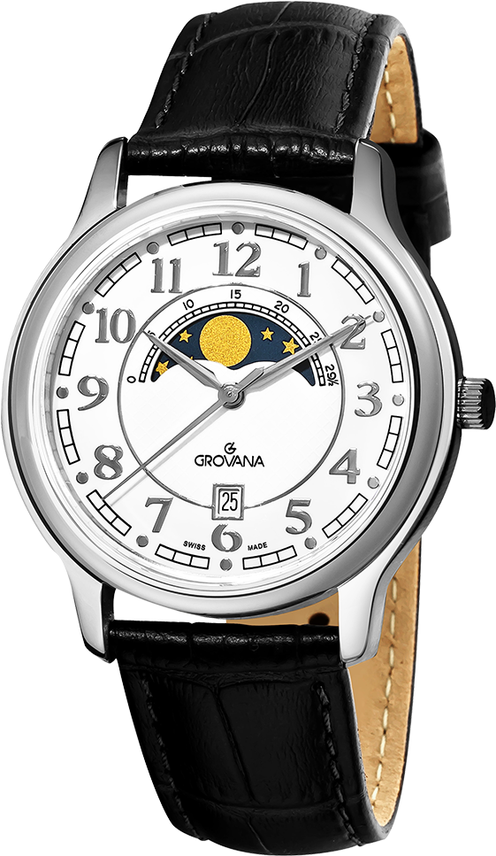 Elegant Moonphase Watch Grovana PNG Image