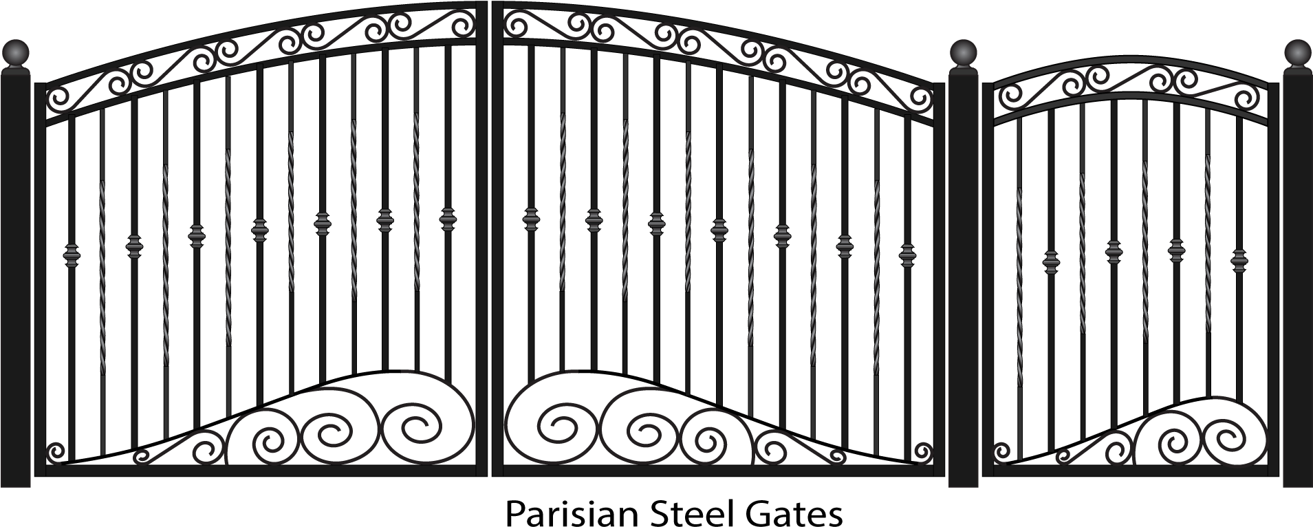 Elegant Parisian Style Steel Gates PNG Image