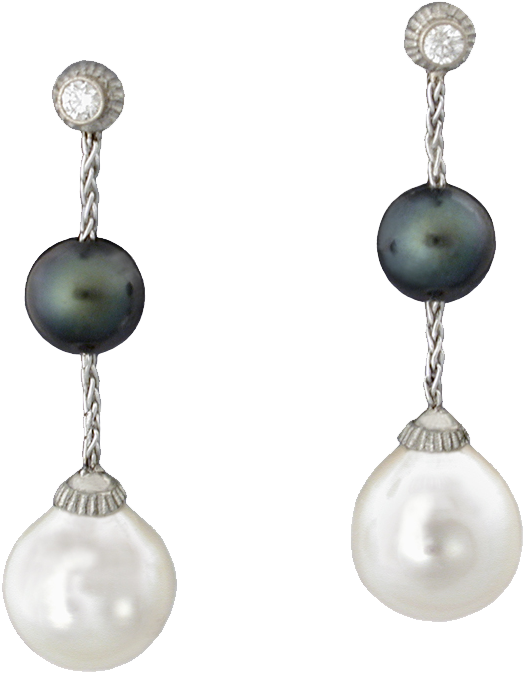 Elegant Pearl Drop Earrings PNG Image