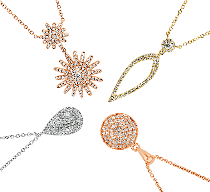 Elegant Pendant Necklaces Collection PNG Image