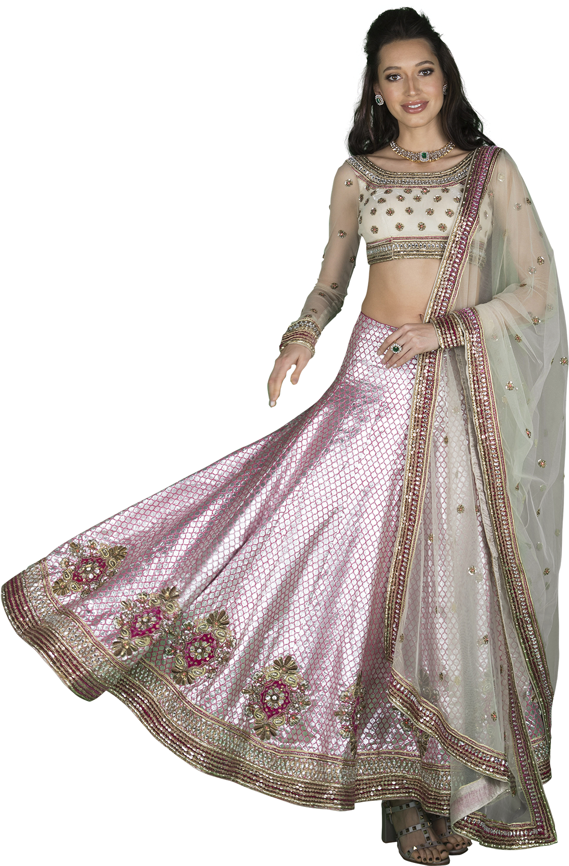 Elegant Pink Lehenga Choli Model PNG Image