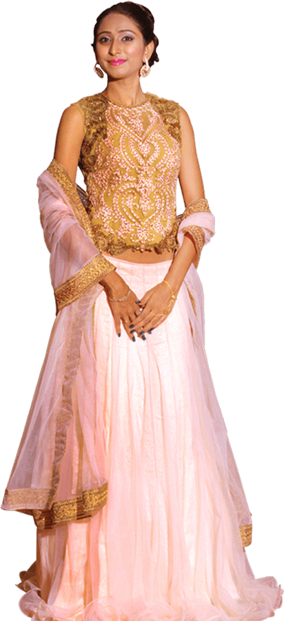 Elegant Pink Lehenga Model PNG Image