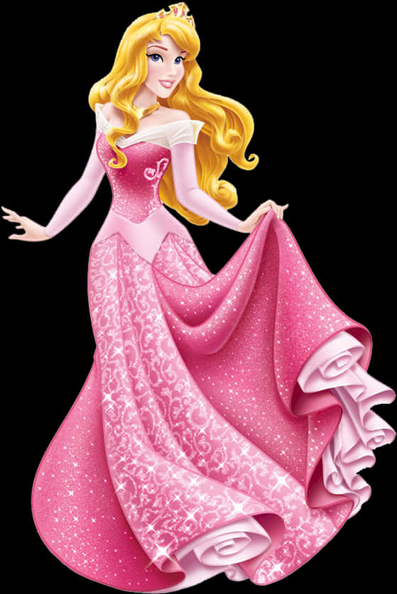 Elegant Pink Princess Gown PNG Image