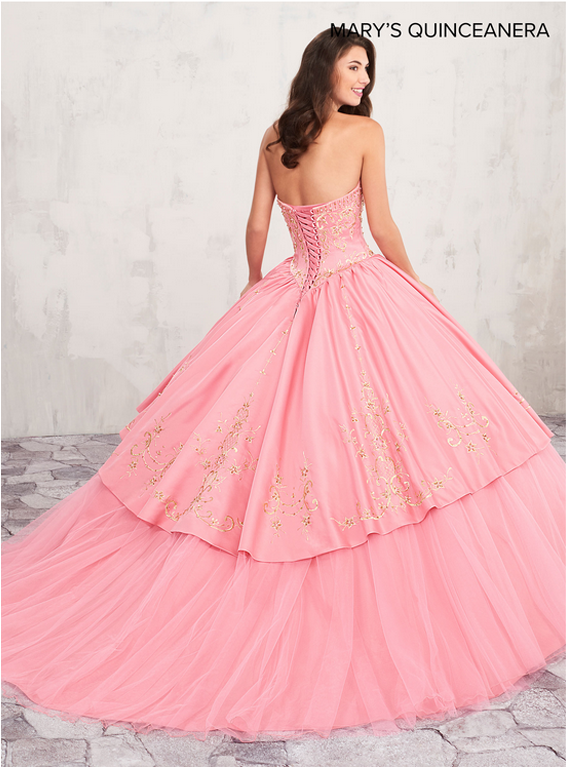 Elegant Pink Quinceanera Dress PNG Image