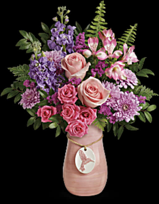 Elegant Pinkand Purple Floral Arrangement PNG Image