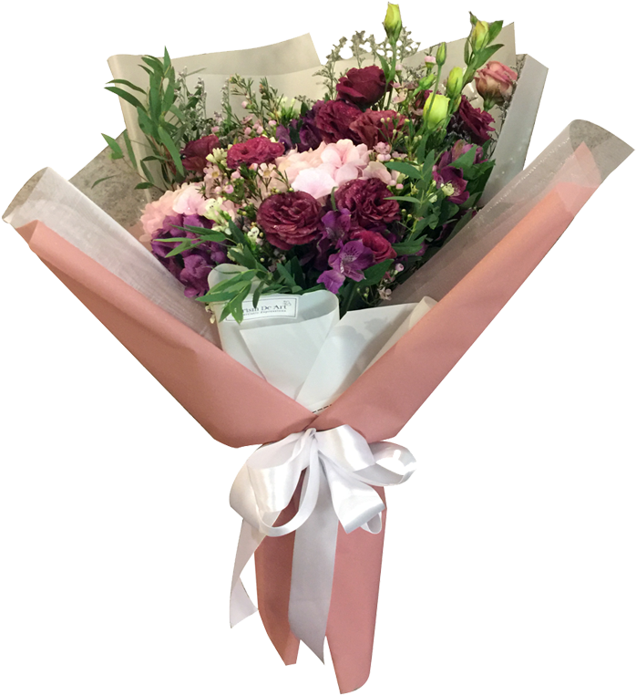 Elegant Pinkand Purple Flower Bouquet PNG Image