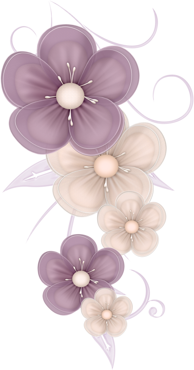 Elegant_ Purple_and_ Cream_ Flowers_ Artwork PNG Image