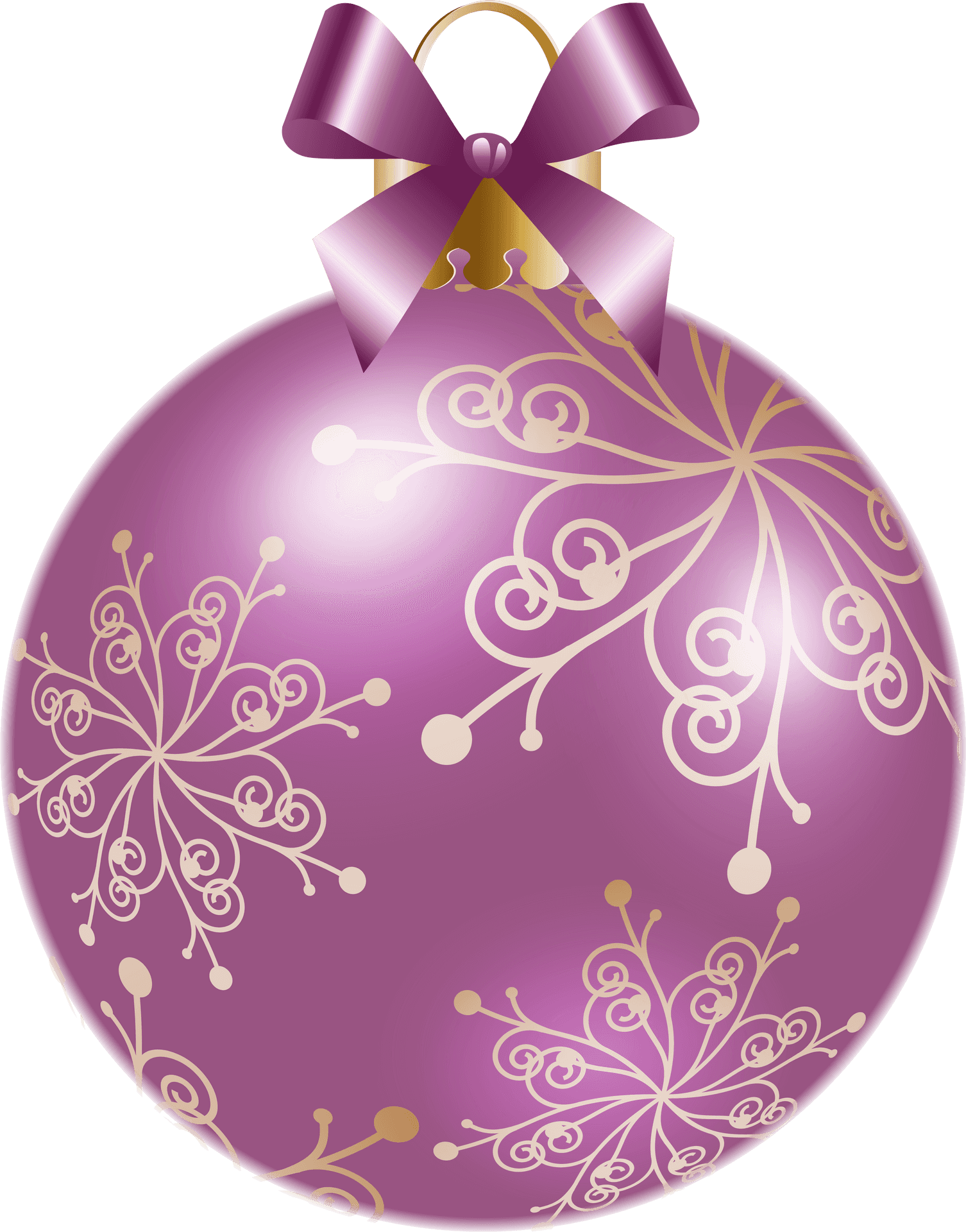 Elegant Purple Christmas Ballwith Golden Design PNG Image