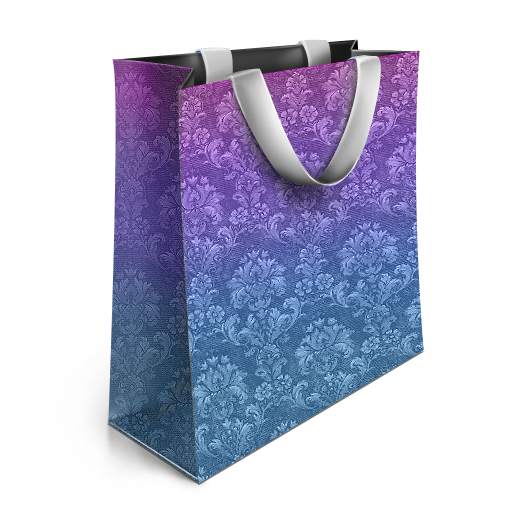 Elegant Purple Floral Shopping Bag PNG Image