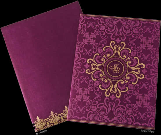 Elegant Purple Wedding Invitation Card PNG Image