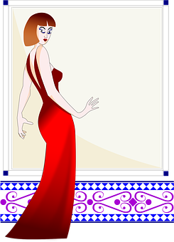 Elegant Red Dress Artwork PNG Image