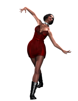 Elegant Red Dress Dancer PNG Image