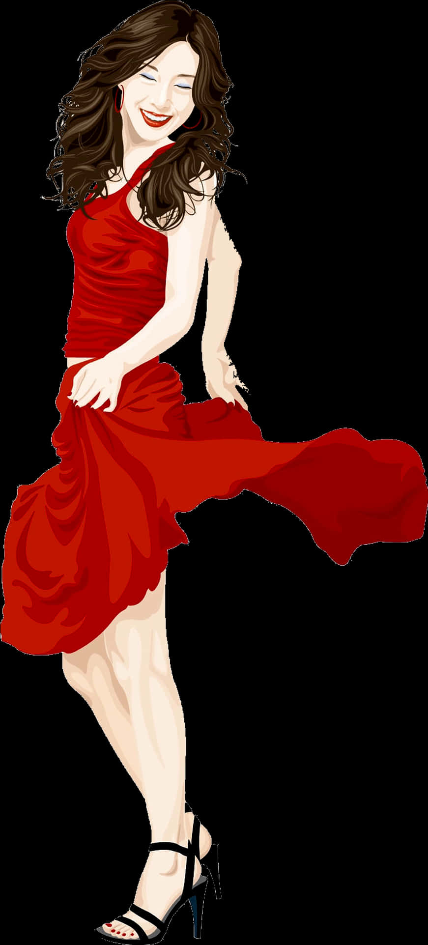 Elegant Red Dress Illustration PNG Image