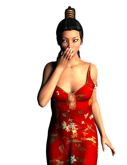 Elegant Red Dress3 D Model PNG Image