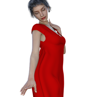 Elegant Red Dress3 D Model PNG Image