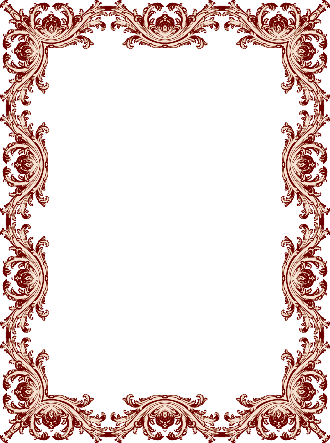 Elegant Red Floral Border Design PNG Image