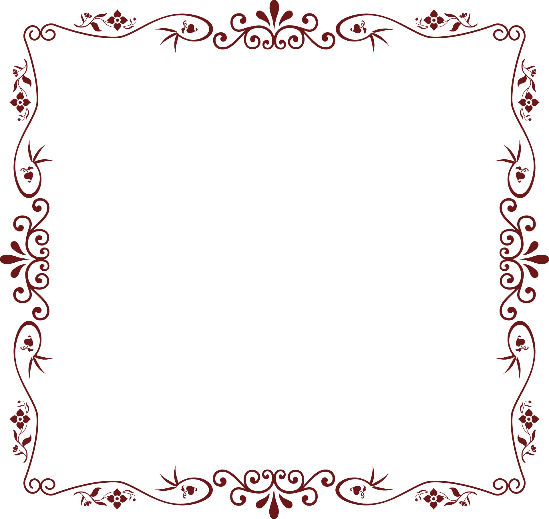 Elegant Red Floral Frame PNG Image